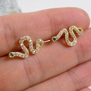 new in box! gold snake ear climbers serpent ear crawlers pave brat so Julia